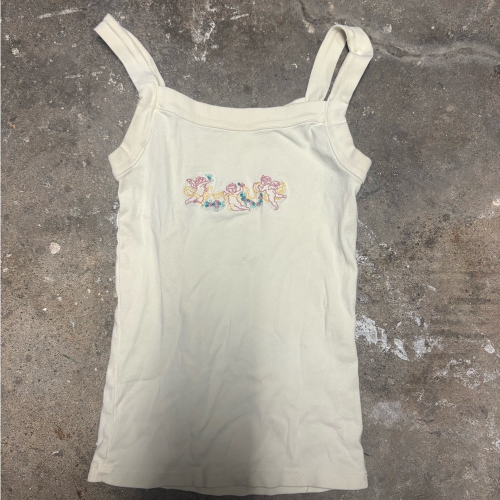 Pacsun Cream tank top with cute graphic